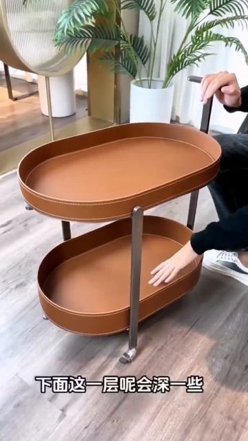 Saddle leather side table round trolley side table wholesale dining cart смотреть онлайн