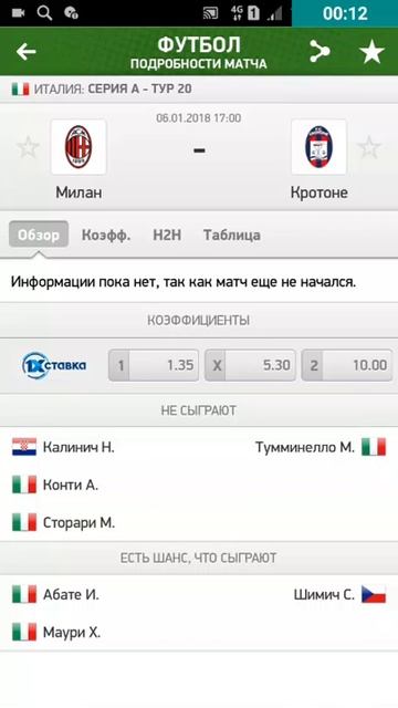 СЕРИЯ А . МИЛАН-КРОТОНЕ. 6.01.2018 . ПРОГНОЗ смотреть онлайн