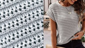 Лаконичный горизонтальный ажур для вязания топа, джемпера,  палантина