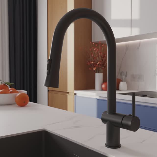 Смеситель для кухни MELAR с выдвижным изливом черный (Арт. A68228) смотреть онлайн