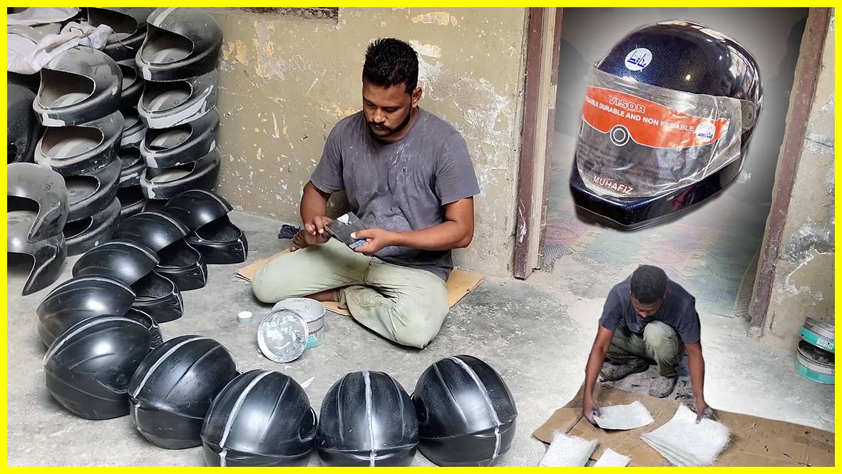 Производство мотоциклетных шлемов в Пакистане. смотреть онлайн