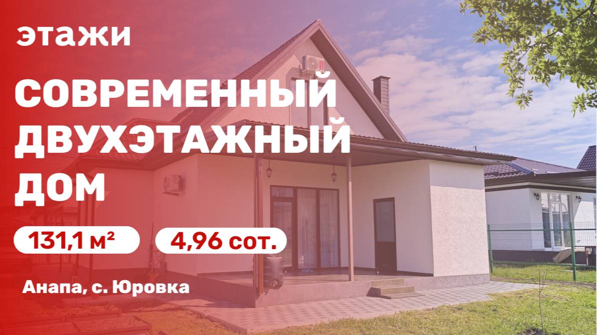 Современный жилой двухэтажный дом с ремонтом в пригороде Анапы ( с. Юровка)