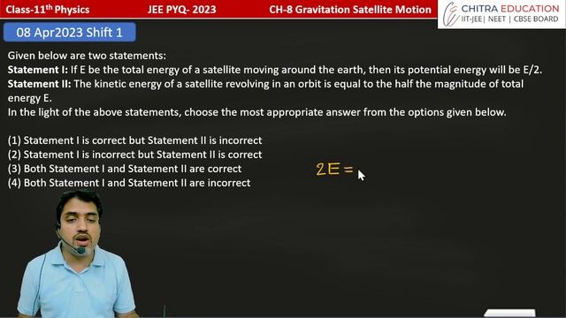 Gravitation- 38 (08 Apr2023 Shift 1) JEE PYQ Based on Satellite Motion | Class-11th Physics смотреть онлайн