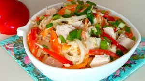 📌 Вкусный салат с куриной грудкой, пекинской капустой и болгарским перцем