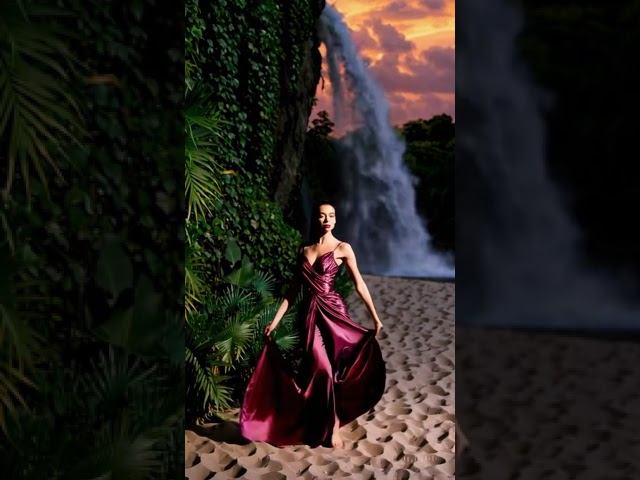 “Graceful Moments by the Waterfall: A Sunset in Motion” смотреть онлайн