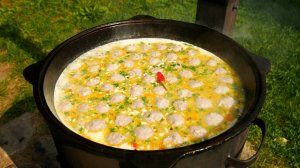 Топчета. Болгарский суп в казане на костре