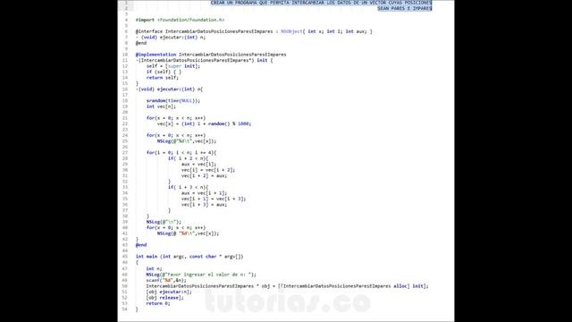 POO + arrays + Objective C (intercambiar vector posiciones pares e impares) смотреть онлайн