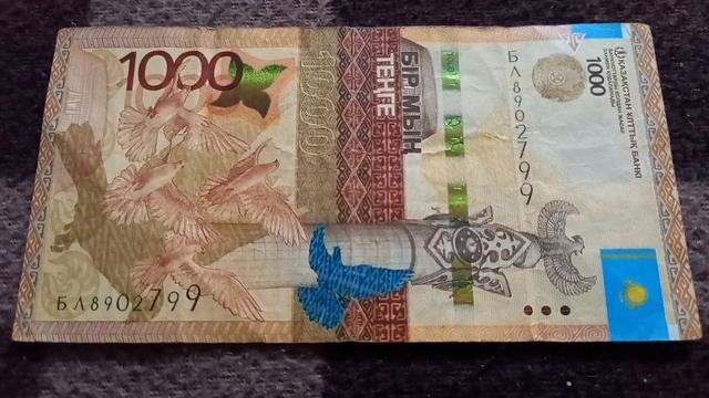 БАНКНОТА 1000 ТЕНГЕ № серии БЛ8902799 на байковой поверхности 11-ого Мая - ДЕНЕЖНЫЙ ПОТОК смотреть онлайн