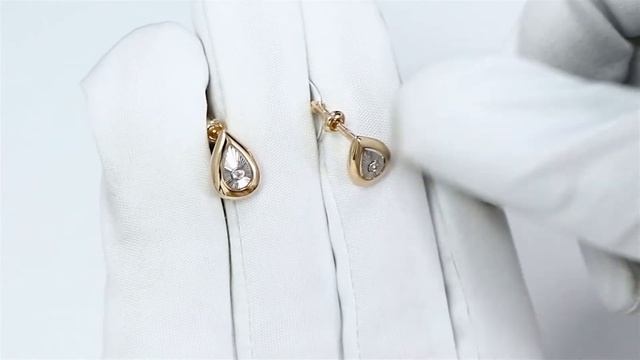 Золотые серьги Золотые узоры 68-0213 с цирконием