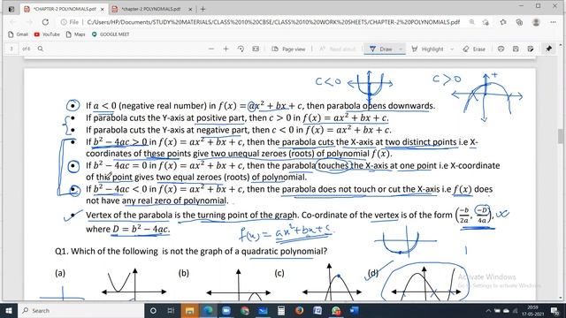 CLASS 10 POLYNOMIALS (PARABOLA) PART 2 смотреть онлайн