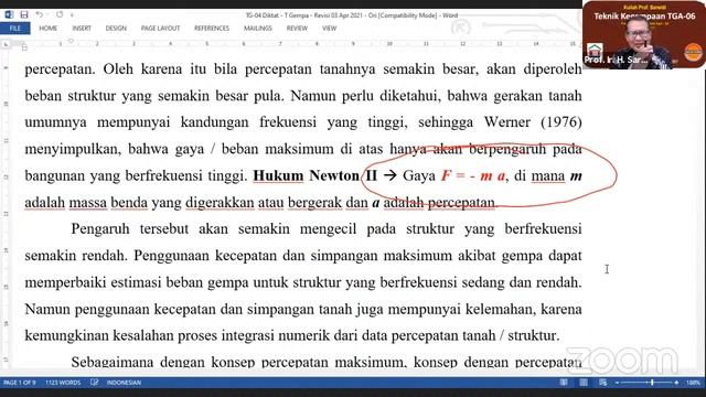 Prof Sarwidi - Kuliah T Kegempaan TGA-06, 06 April 2021. Parameter gerakan tanah смотреть онлайн