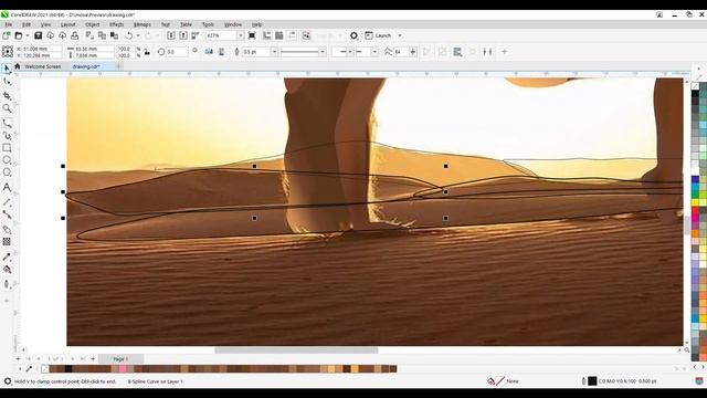 Speed art a girl digital painting - Working with interactive tool in Corel Draw 2021 смотреть онлайн