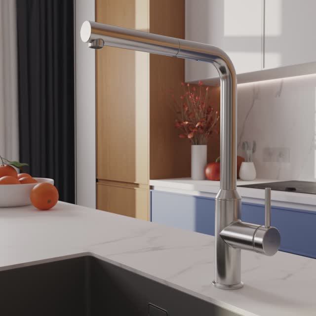 Смеситель для кухни FLAVIS с выдвижным изливом сатин (Арт. A68248) смотреть онлайн