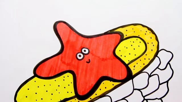 Starfish. Seaweed. Sea pebbles. Learn to draw with markers. смотреть онлайн