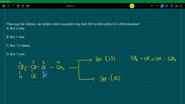 Hoá 11 Theo quy tắc Zaitsev, sản phẩm chính của phản ứng tách HCl ra khỏi phân tử 2-chlorobutane смотреть онлайн