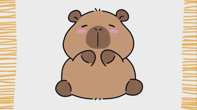 Как нарисовать ЛЕЖАЩУЮ КАПИБАРУ КАВАЙИ | Легкий смотреть онлайн