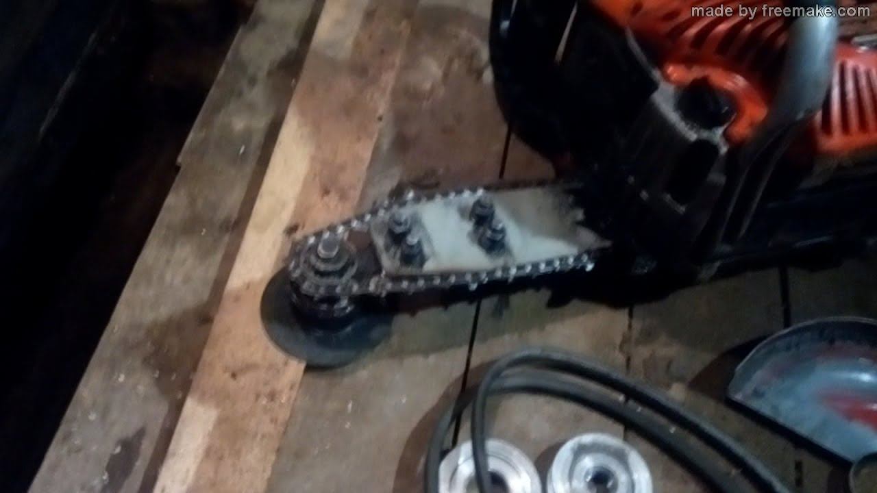 Бензорез из бензопилы. Как переделать ремень на цепь. смотреть онлайн