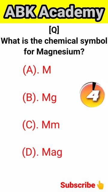 What is chemical symbol for Magnesium?|GK Question|English GK Question|#gkshort|#ABKAcademy #Short смотреть онлайн