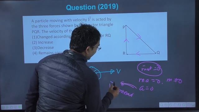 a particle moving with velocity v is acted by three forces | motion in 1d pyq neet | 1d numericals смотреть онлайн