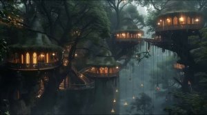 🌳 Уютная атмосфера и музыка | Тихая деревенская избушка вечером с фэнтезийной музыкой