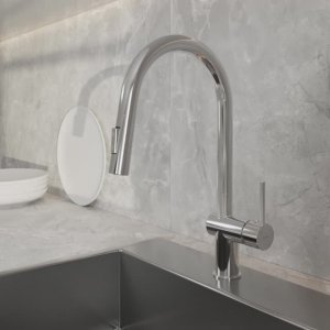 Смеситель для кухни BRASKO с выдвижным изливом хром (Арт. A64841)