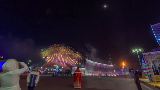 Зажжение огня и олимпийский салют за 6 секунд. Разрешение 4K. смотреть онлайн