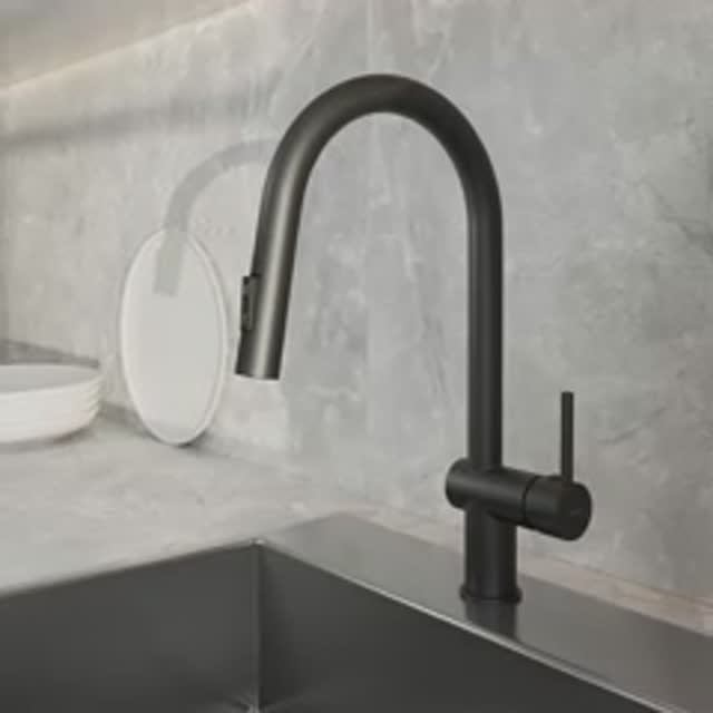 Смеситель для кухни BRASKO с выдвижным изливом черный (Арт. A68225) смотреть онлайн