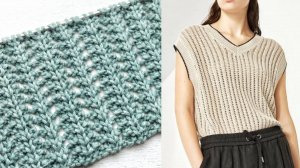 Простой ажурный узор  джемпера от Кучинелли / Как ажурная польская резинка