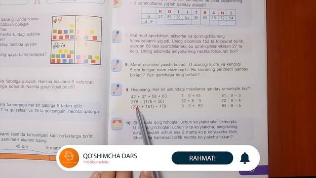 2~sinf Matematika 112~dars /// Sonni 9ga Bo‘lish