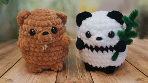 Мастер класс "Мишка +Панда"  крючком из плюшевой пряжи.