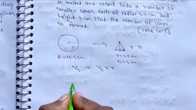 A solid metallic sphere of radius 10.5cm is melted and recast into a number of smaller cones... смотреть онлайн