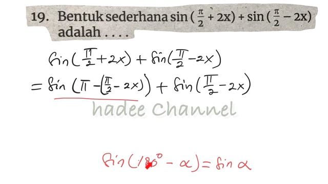 bentuk sederhana sin (phi/2 +2x)+sin(phi/2 -2x) adalah смотреть онлайн