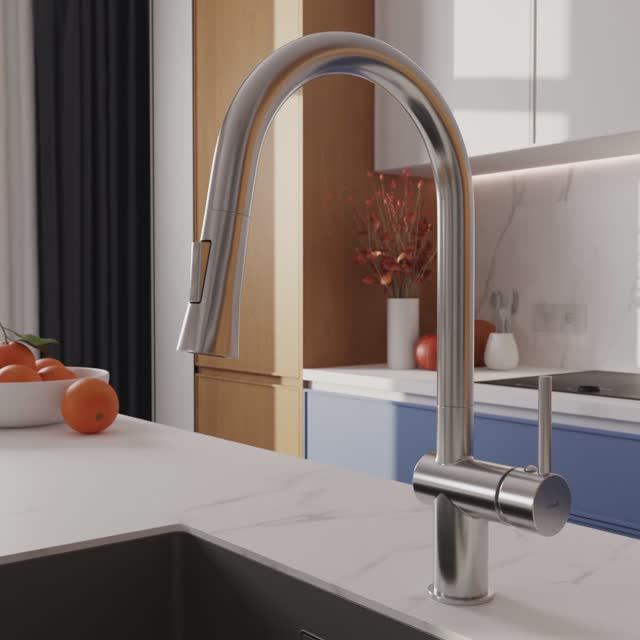 Смеситель для кухни MELAR с выдвижным изливом сатин (Арт. A68229) смотреть онлайн