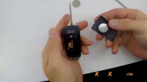 Как поменять батарейку в ключе Audi Ауди A3 A4 A6 Q3 Q5 Q7 за 15 секунд