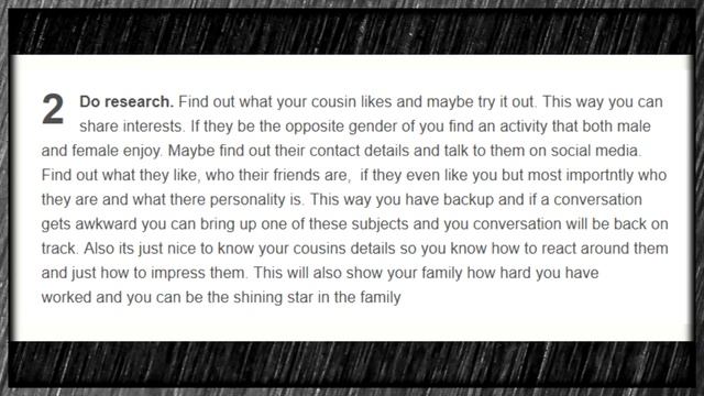 How to Be the Cousin Your Family Wants You to Be - A WikiHow Article смотреть онлайн