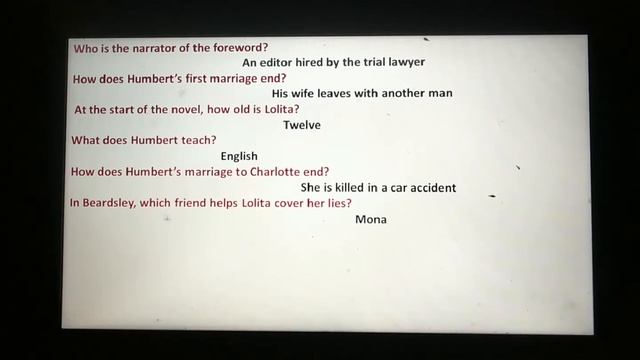 LOLITA MCQ 1 | vladimir nabokov | lolita novel | смотреть онлайн