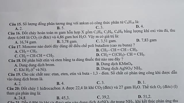 hoá học online-Đề ôn KIỂM TRA GIỮA HỌC KÌ II LỚP 11(VIDEO 01) смотреть онлайн