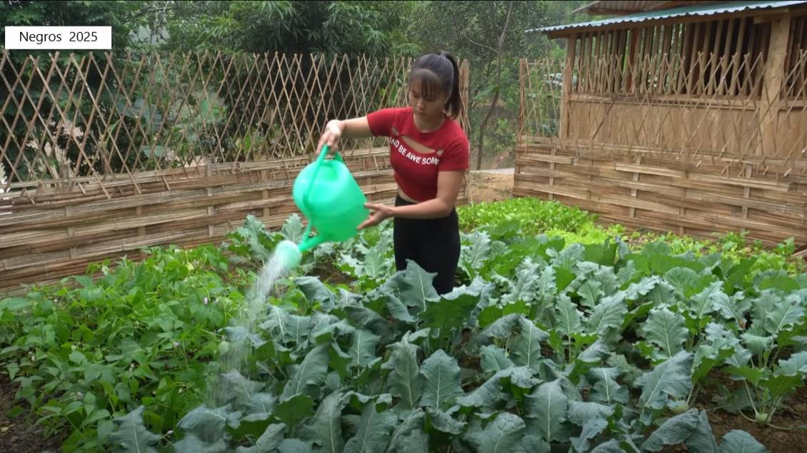 Дорис 5. Дорис поливает огород, кормит буйволов и издалека протягивает шланг, чтобы на участке была смотреть онлайн