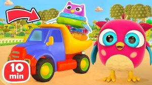 Мультики для детей. Совенок ХопХоп и игрушки для детей. Пирамидка и музыкальные инструменты