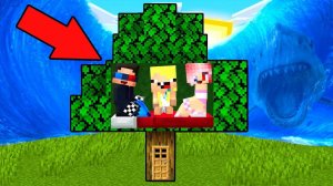 🌳МЫ ПОСТРОИЛИ ДОМ ВНУТРИ ДЕРЕВА ЧТОБЫ ПЕРЕЖИТЬ ЦУНАМИ В МАЙНКРАФТ! ШЕДИ MINECRAFT