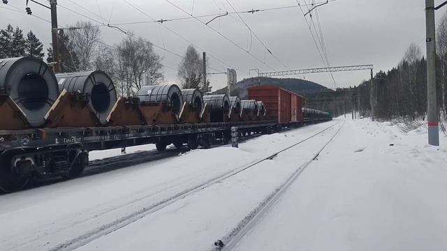 Электровоз "Ермак", 4ЭС5К на станции Айгир смотреть онлайн