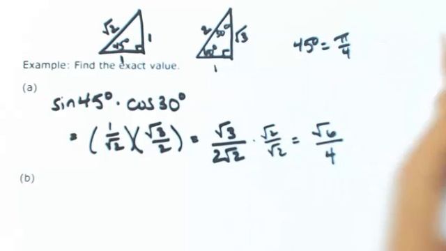 Finding exact values of trigonometric functions of 30°, 45°, and 60° смотреть онлайн