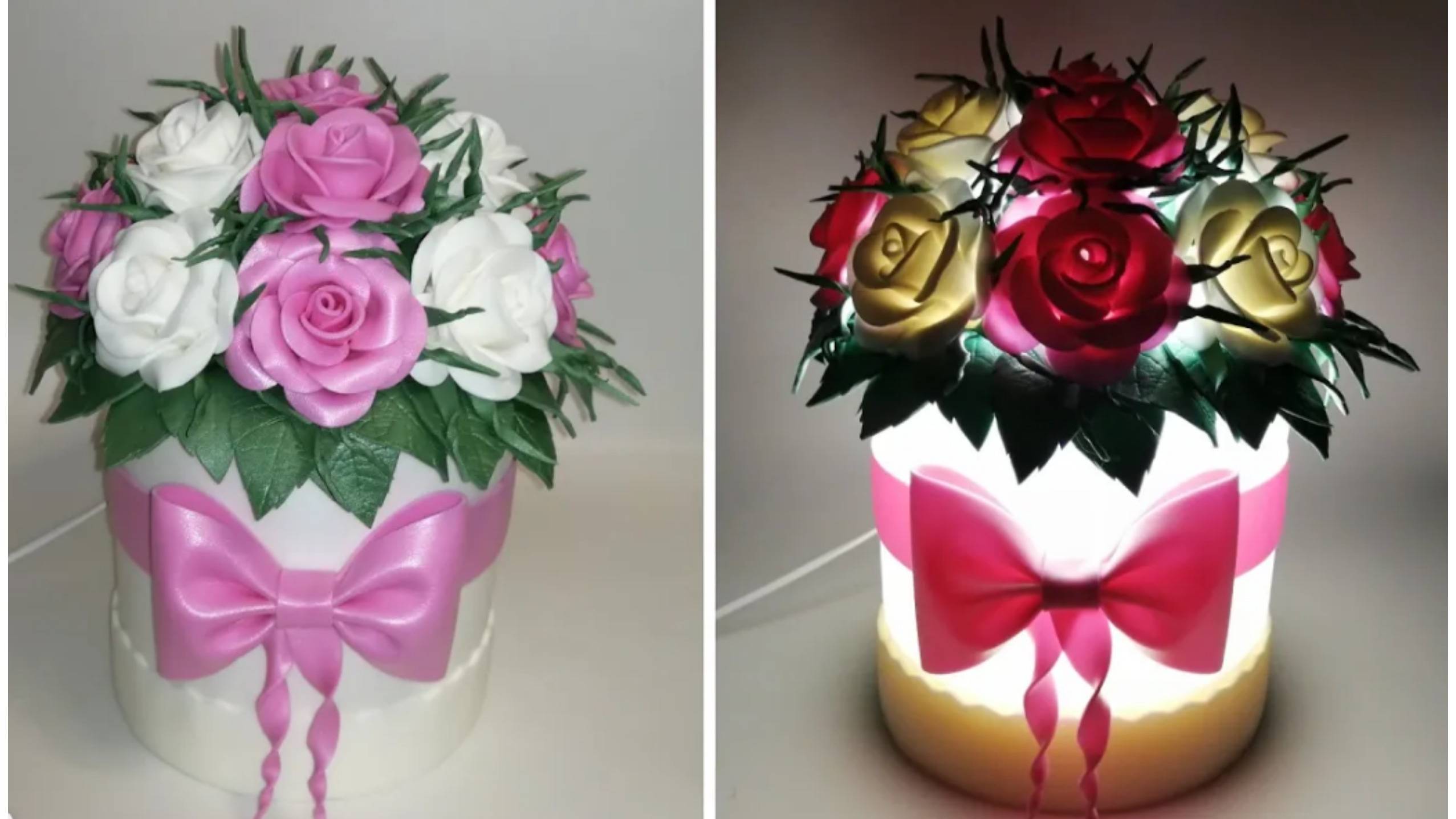 Светильник из изолона. Розы из изолона. Шляпная коробка. Бант из изолона. смотреть онлайн