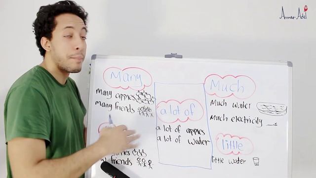 many, much, little, few and a lot of | quantifiers in grammar شرح الفارق و الجرامر смотреть онлайн