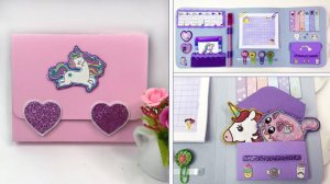 Своими руками из картона // Как сделать 🦄 оригинальную папку органайзер Единорог с наполнением