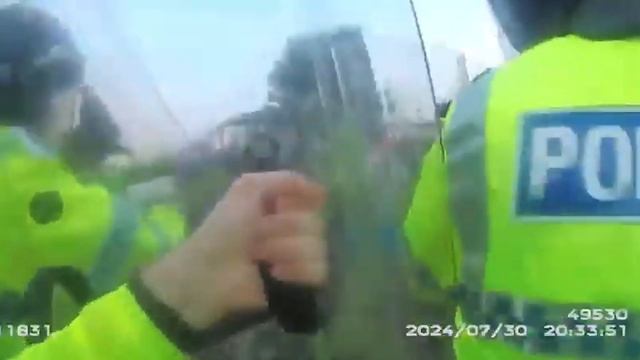 UK riots - Body cam footage shows first person jailed on violent disorder charge in Southport mayhe смотреть онлайн