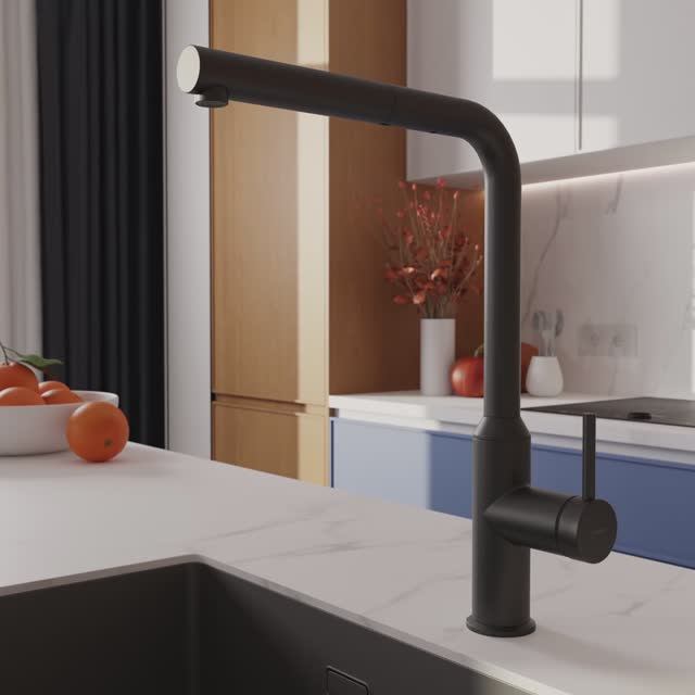 Смеситель для кухни FLAVIS с выдвижным изливом черный (Арт. A68247) смотреть онлайн
