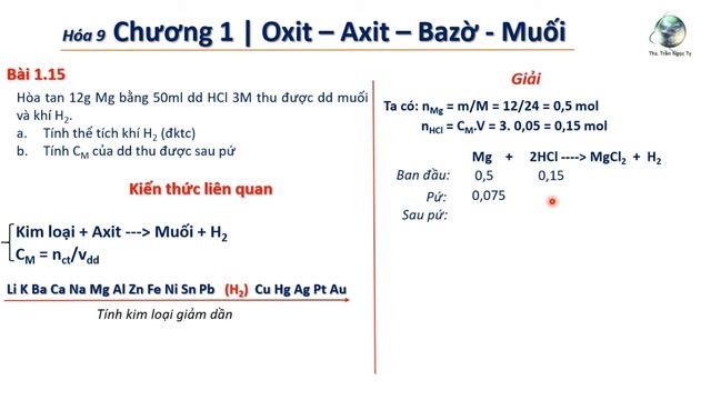 ✔ Hóa9| Giải nhanh bài toán Mg + HCl Thần Thánh (Tính Cm và thể tích khí) смотреть онлайн