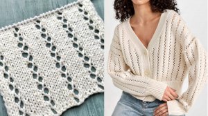 Очень простой ажурный узор спицами / Узор симпатичного кардигана от A.L.C.