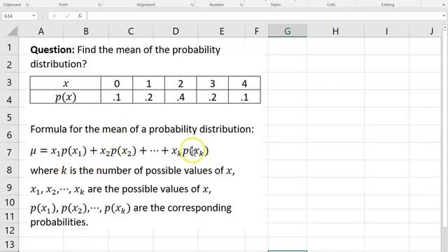 Find Mean of Probability Distribution Using Excel смотреть онлайн